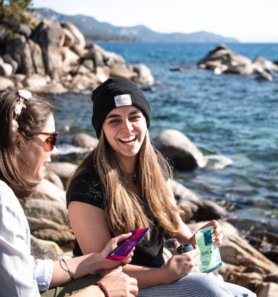 girls at the shore using cannabis